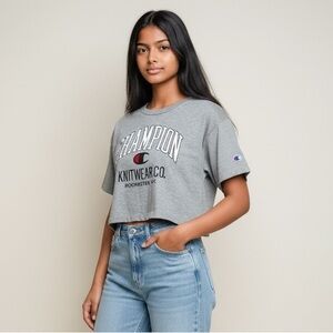 Champion Heather Gray Cropped Short Sleeve Tee